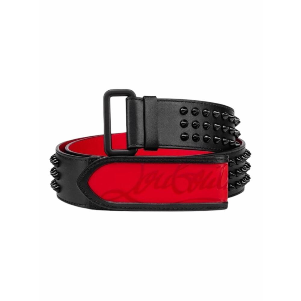 Christian Louboutin Loubi Spike Logo Leather Belt Black Men Size 95/38